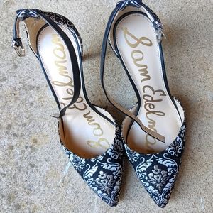 Pre owned Sam edelman black and gold harlow pumps